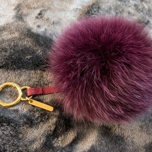Fendi pom bag charm magenta fox fur keychain